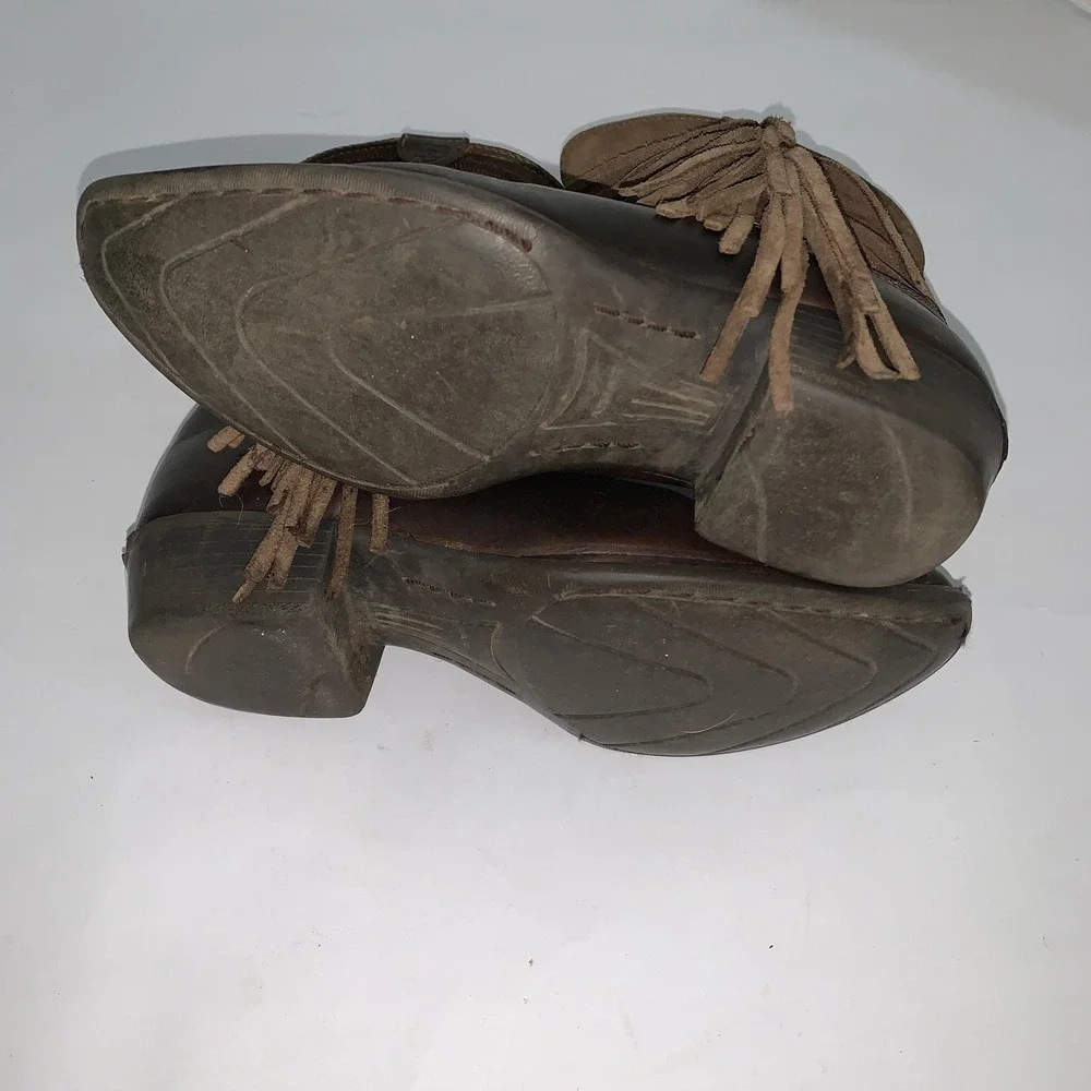 Ariat Boots Girls Size 2 Brown Leather Western Fringe Cowgirl Riding 10011908
